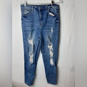 Elite Jeans Blue Distressed Cotton Pants Jeans Girls Size 13/14